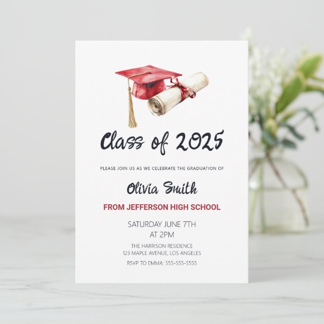 Elegant  Simple Graduation Party Invitation (Standing Front)