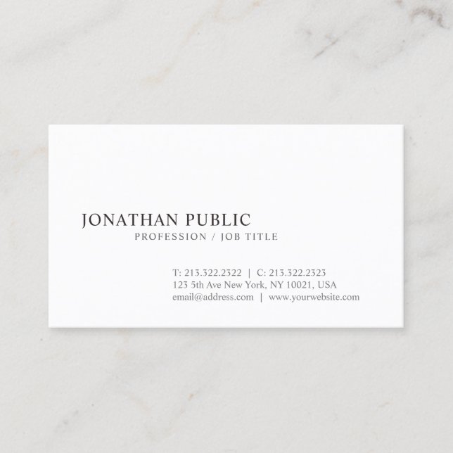 Elegant Simple Graphic Design Trendy Plain Business Card (Front)