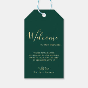 Elegant Simple Green Gold Classy Modern Wedding Gift Tags