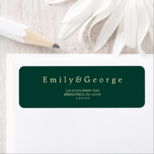 Élégant Simple Green Gold Modern Adresse de retour