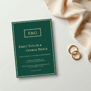 Elegant Simple Green Gold Monogram Modern Wedding Acrylic Invitations