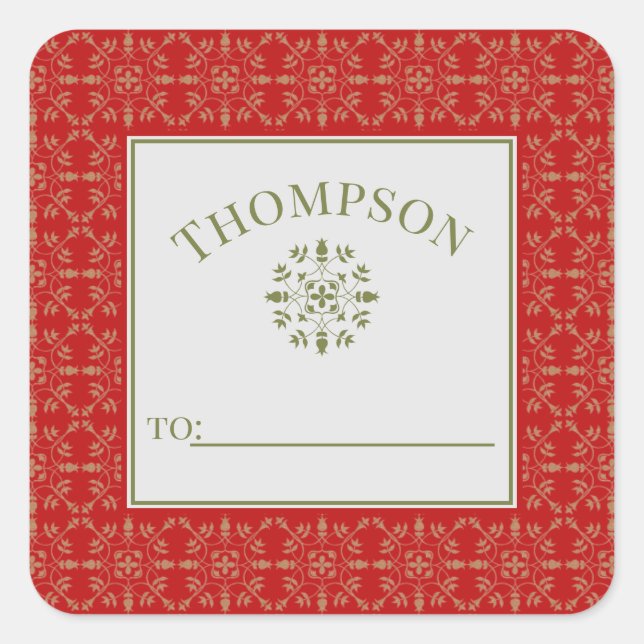 Elegant Simple Green Modern Snowflake To From Square Sticker (Front)