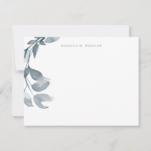 Elegant Simple Greenery Personalized Stationery Card (Front)