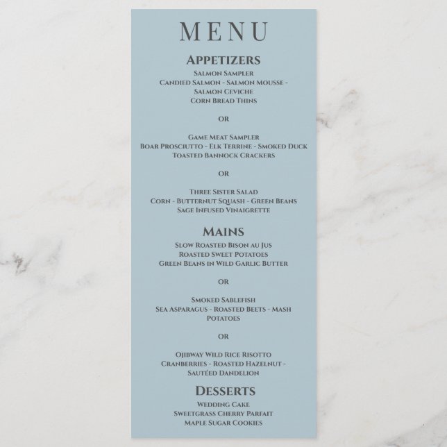 Elegant Simple Grey White Brown Monogram Wedding  Menu (Back)
