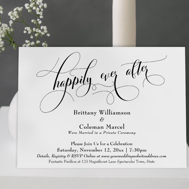 Elegant Simple Happily Ever After Reception Invita Invitation (Creator Uploaded)