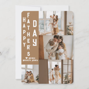 Elegant Simple Happy Fathers Day Photo Collage Holiday Card