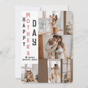 Elegant Simple Happy Mothers Day Photo Collage Holiday Card