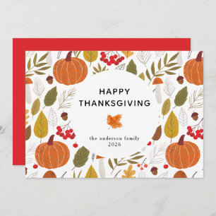 Elegant Simple Happy Thanksgiving Autumn Leaves Holiday Card
