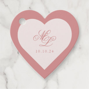 Elegant Simple Heart Pink Monogram Tag