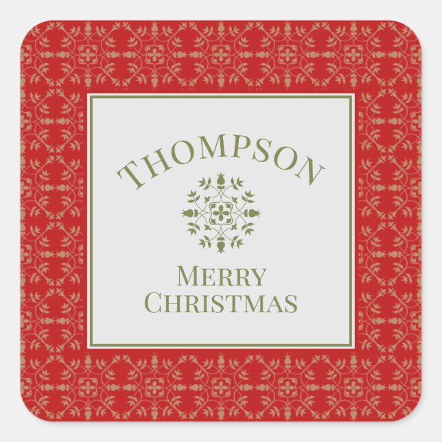 Elegant Simple Holiday Snowflake Classic Pattern Square Sticker (Front)