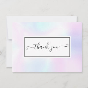 Elegant Simple Holographic Script Thank You Card