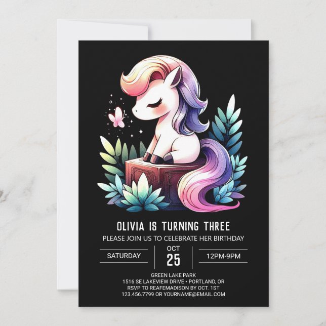 Elegant Simple Horse Birthday Invitation (Front)