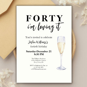 Elegant Simple I'm Loving It 40th Birthday Invitation