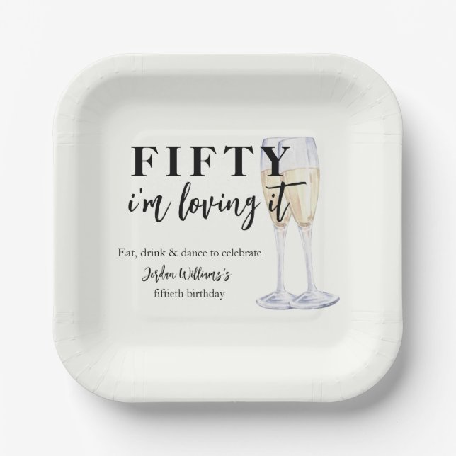 Elegant Simple I'm Loving It 50th Birthday Paper Plate (Front)