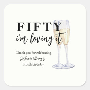 Elegant Simple I'm Loving It 50th Birthday Square Sticker