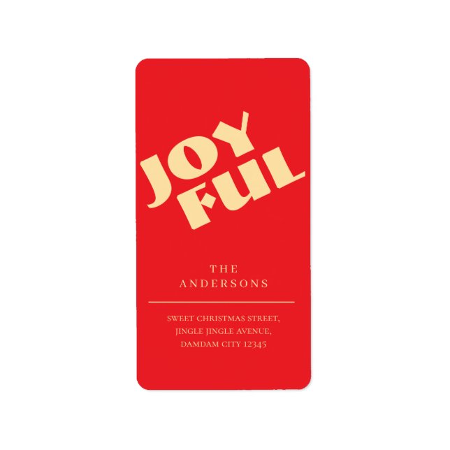 Elegant Simple Joyful Christmas Return Address Label (Front)