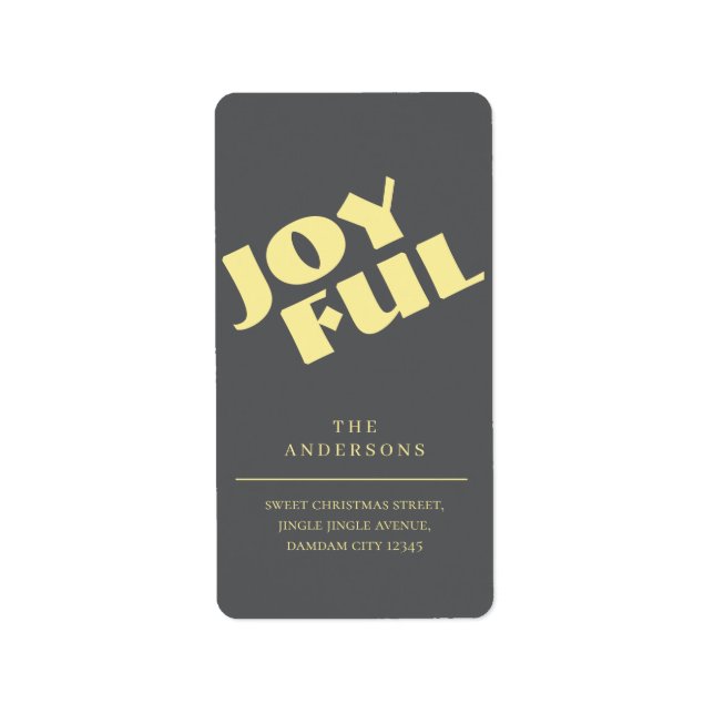 Elegant Simple Joyful Christmas Return Address Label (Front)