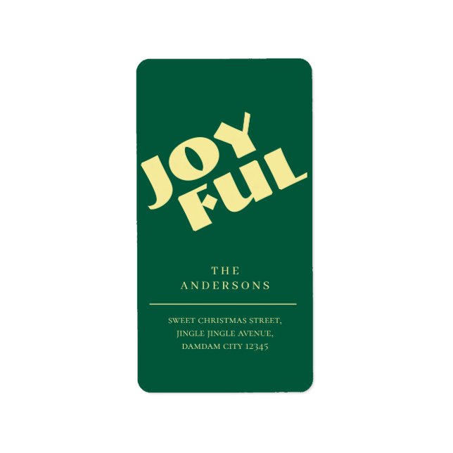 Elegant Simple Joyful Christmas Return Address Label (Front)