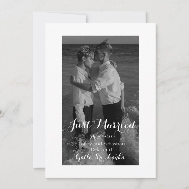 Elegant Simple Just Married Annoucement Invitation (Front)