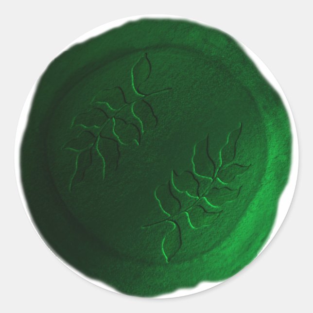 Elegant Simple Leaf Design Wax Seal Look Sticker (Front)