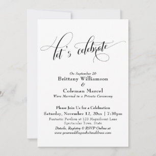 Elegant Simple Let's Celebrate Black and White Invitation