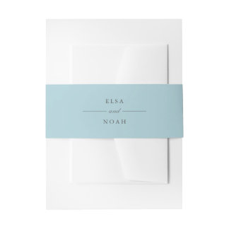 Elegant Simple light Blue Monogram  Invitation Belly Band