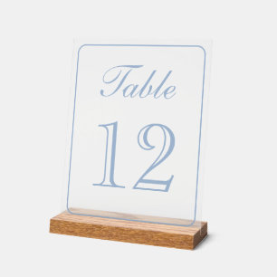 Elegant Simple Light Blue Table Number Acrylic Sign