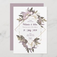 Elegant & Simple Lilac flower Wedding Invite