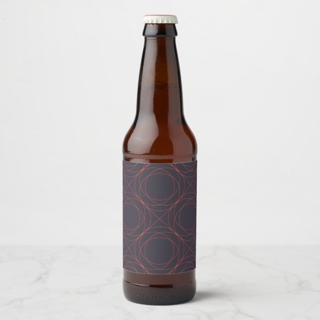Elegant, simple, lively, modern line pattern art beer bottle label (Front)