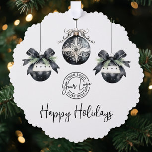 Elegant Simple Logo Happy Holidays Ornament Card