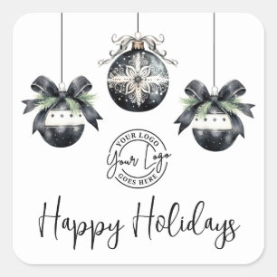 Elegant Simple Logo Happy Holidays Square Sticker