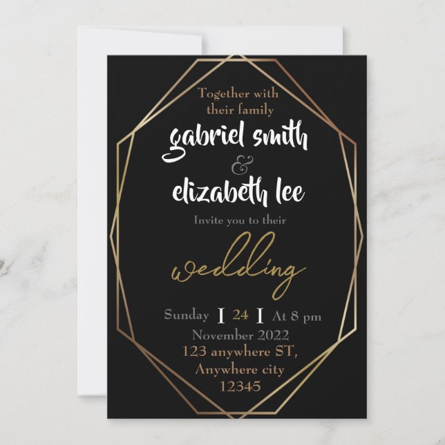 elegant & simple luxurious gold wedding invitation (Front)