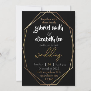 elegant & simple luxurious gold wedding invitation