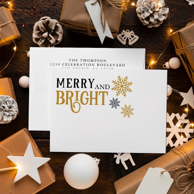 Elegant Simple Merry and Bright Christmas Envelope (Creator Uploaded)