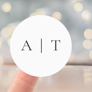 Elegant Simple Minimal Monogram Wedding Classic Round Sticker