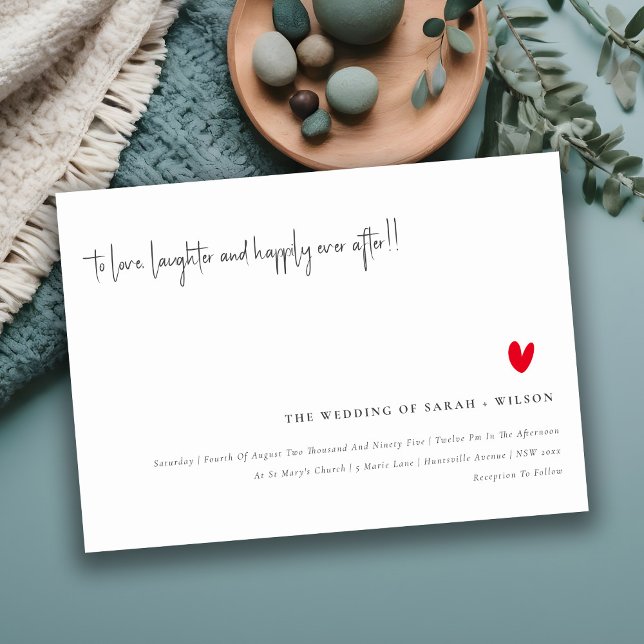 Elegant Simple Minimal Red Heart Script Wedding Invitation (Creator Uploaded)