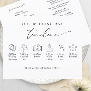 Elegant Simple, Minimal Wedding Timeline, Program
