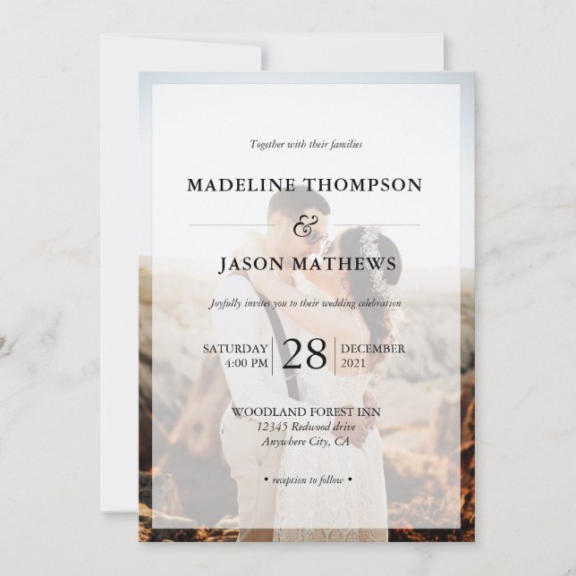 Elegant Simple Minimalist 2 Photo Wedding Invitation (Front)