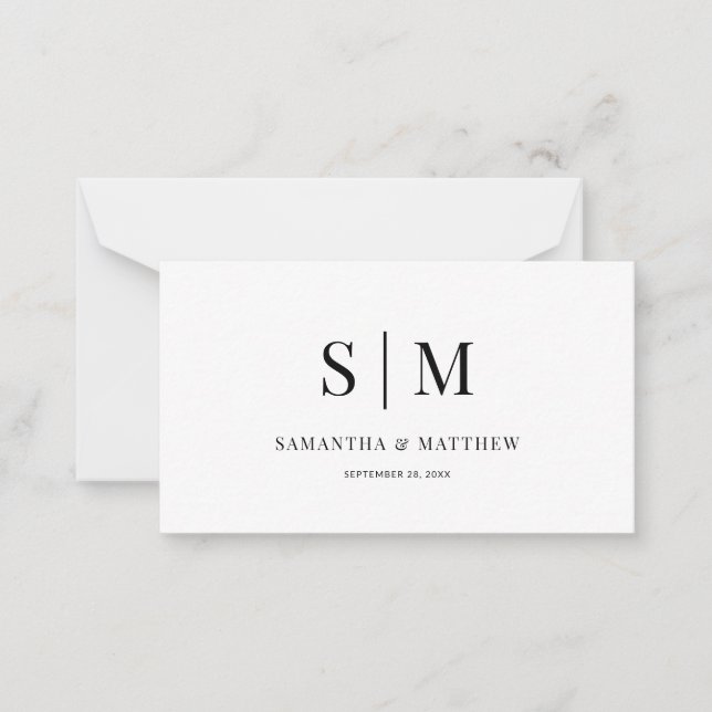 Elegant Simple Minimalist Couple Monogram Wedding Card (Front)