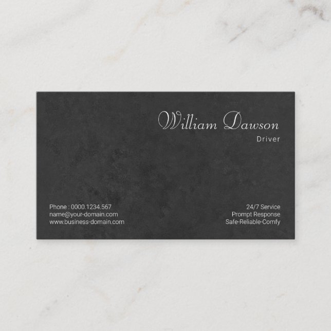 Elegant Simple Minimalist Grey Grunge Driving Business Card (Front)