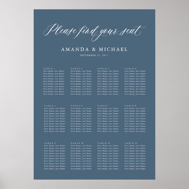 Elegant Simple Minimalist Modern Seating Chart (Front)