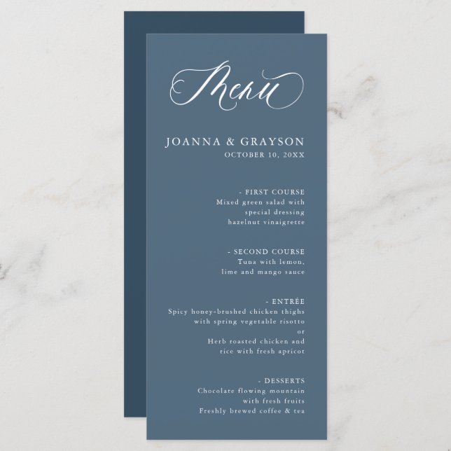 Elegant Simple Minimalist Modern Slate Wedding  Menu (Front/Back)