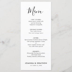 Elegant Simple Minimalist Modern Wedding Menu