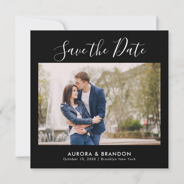 Elegant Simple Minimalist Modern Wedding Photo  Save The Date (Front)