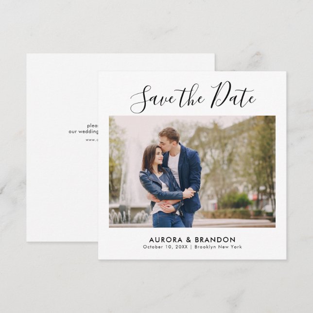 Elegant Simple Minimalist Modern Wedding Photo  Save The Date (Front/Back)