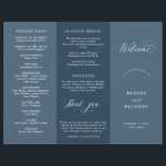 Elegant Simple Minimalist Modern Wedding  Program<br><div class="desc">Simple Minimalist Dusty blue slate tri fold wedding program. Please find more matching designs and variations from my "blissweddingpaperie" store. And feel free to contact me for further customization or matching items.</div>
