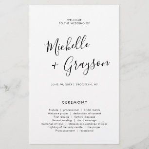 Elegant Simple Minimalist Modern Wedding  Program