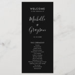 Elegant Simple Minimalist Modern Wedding  Program<br><div class="desc">Simple Minimalist Black and White Modern Wedding menu. Please find more matching designs and variations from my "blissweddingpaperie" store. And feel free to contact me for further customization or matching items.</div>