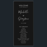 Elegant Simple Minimalist Modern Wedding  Program<br><div class="desc">Simple Minimalist Black and White Modern Wedding menu. Please find more matching designs and variations from my "blissweddingpaperie" store. And feel free to contact me for further customization or matching items.</div>