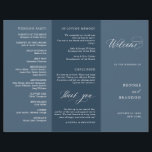 Elegant Simple Minimalist Modern Wedding  Program<br><div class="desc">Simple Minimalist Dusty blue slate tri fold wedding program. Please find more matching designs and variations from my "blissweddingpaperie" store. And feel free to contact me for further customization or matching items.</div>